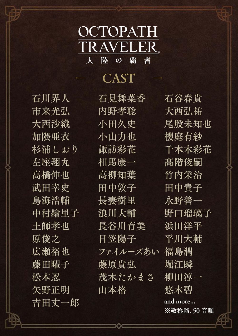 《歧路旅人:大陆的霸者》推出49位声优阵容部分角色台词现已于官方网站开放试听