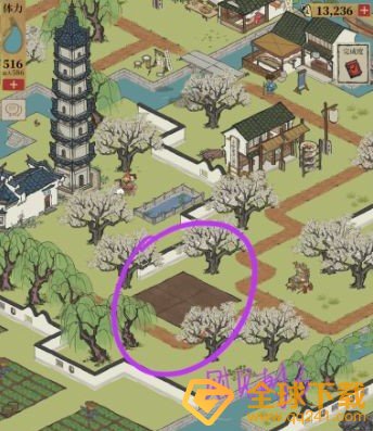 《江南百景图》苏州探险第二章七狸山塘财见树田位置