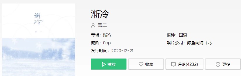 《抖音》渐冷歌曲信息介绍