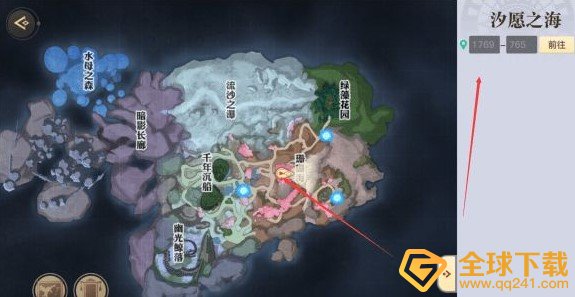《天谕手游》汐愿之海景点坐标位置介绍