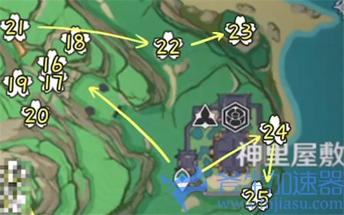 原神绯樱绣球采集路线图