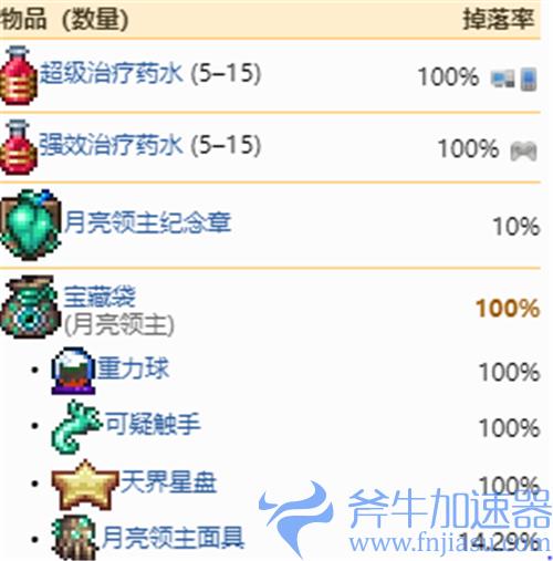 泰拉瑞亚1.4月球领主掉落物大全