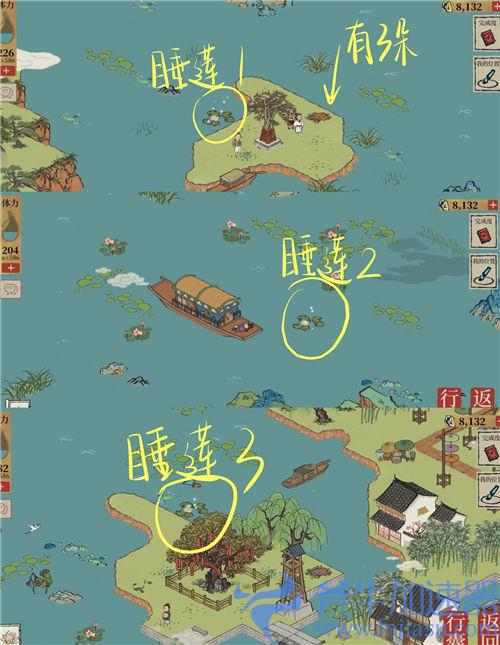 江南百景图长恨歌睡莲位置