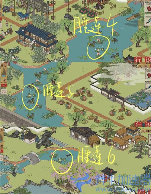 江南百景图长恨歌睡莲位置